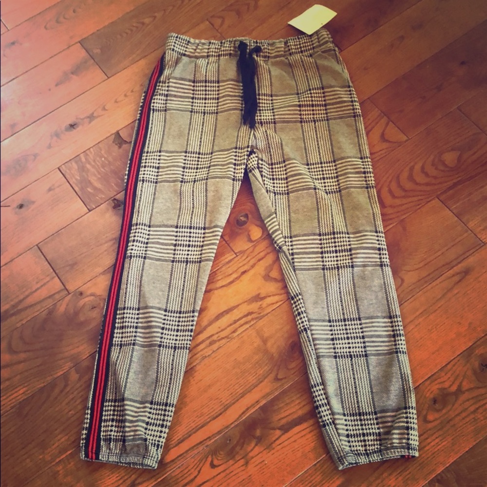 Plaid elastic waist boutique pants